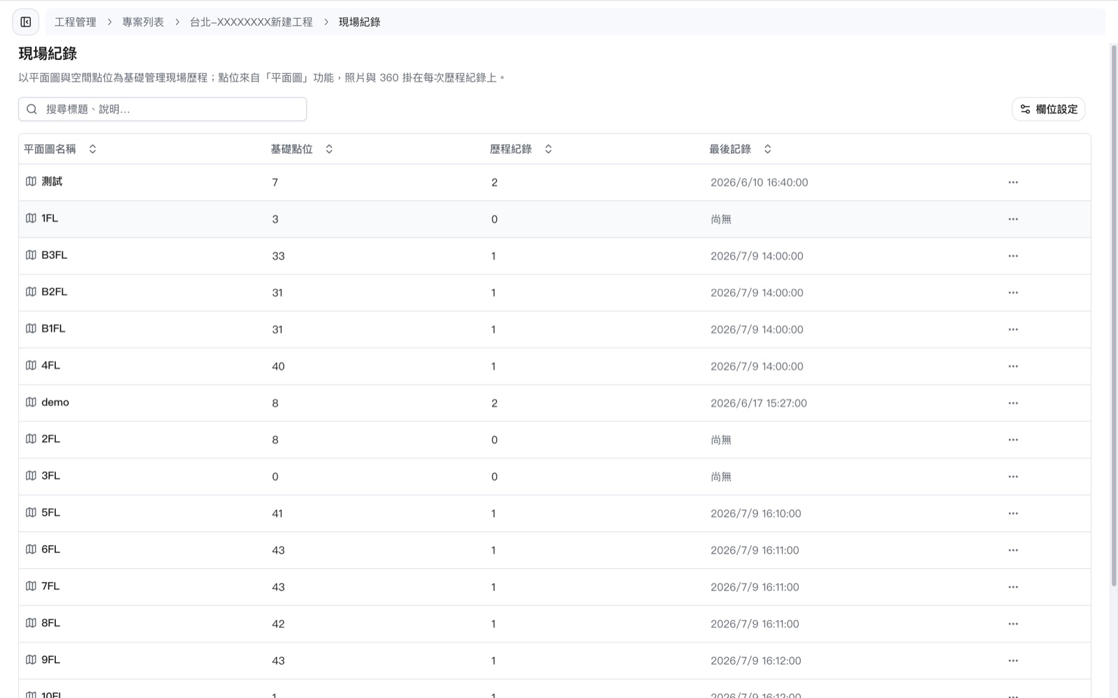 內業以平面點位建歷程